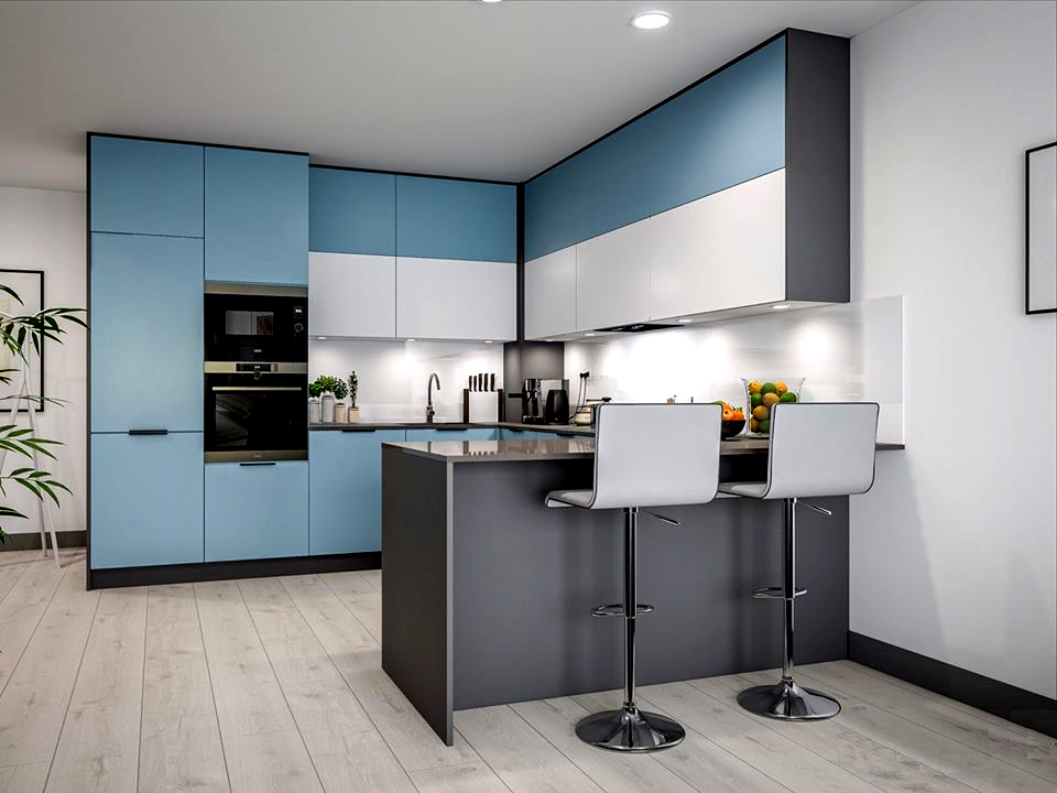 tủ bếp màu xanh 6