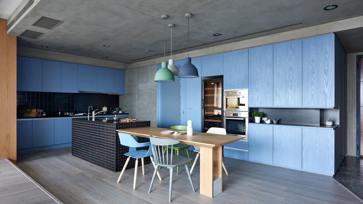 tủ bếp màu xanh 8
